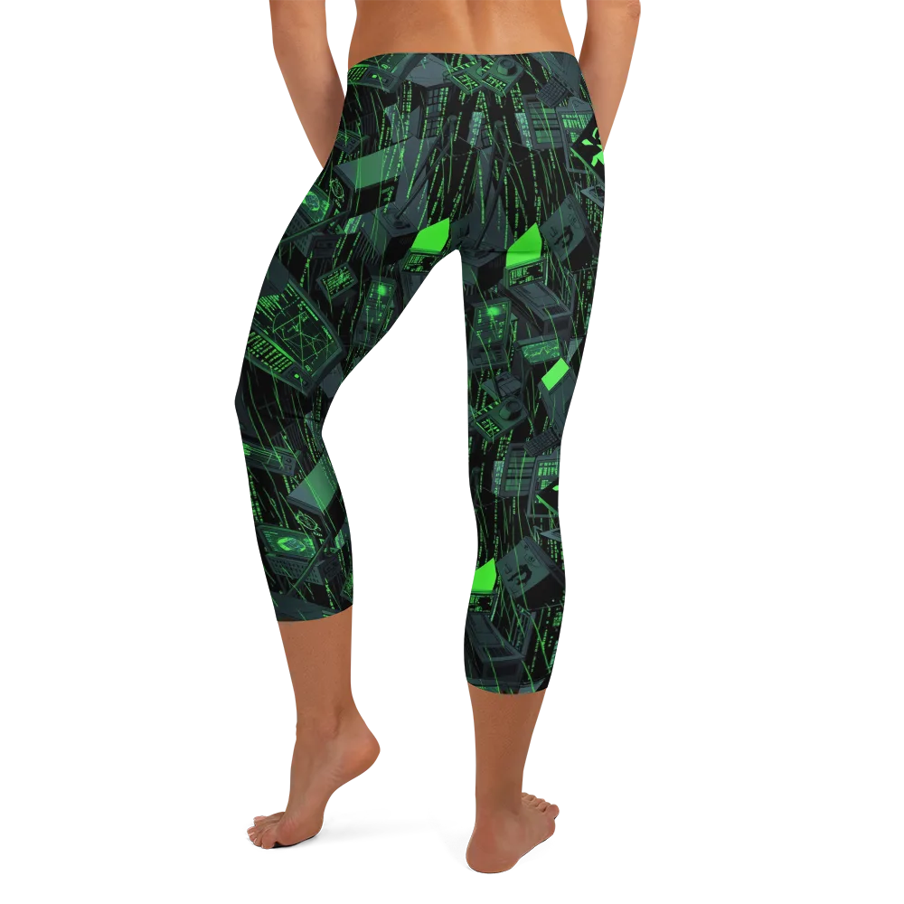 Neon Mainframe on Capri Leggings — Back