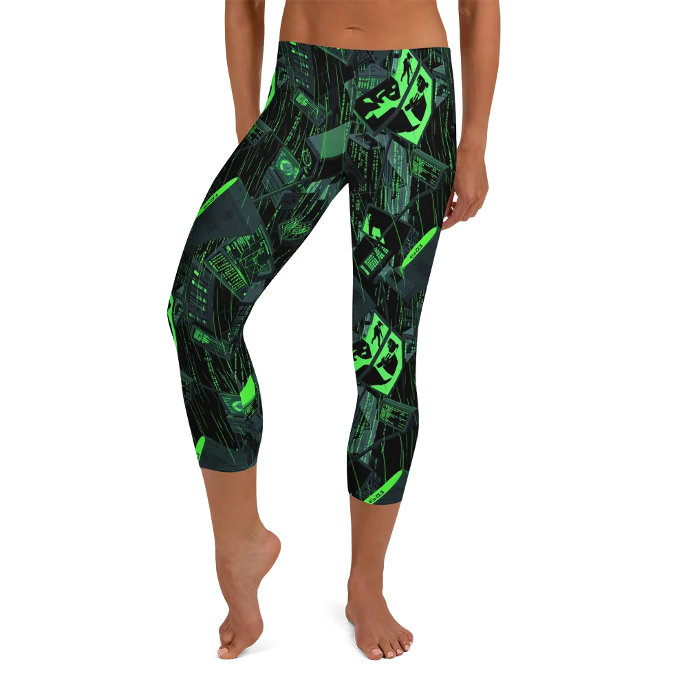 Neon Mainframe on Capri Leggings — Front
