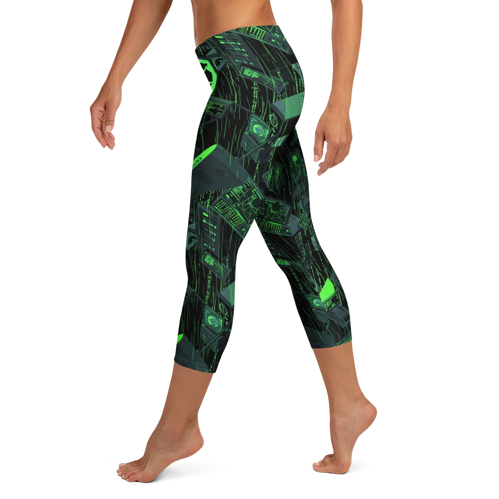 Neon Mainframe on Capri Leggings — Left