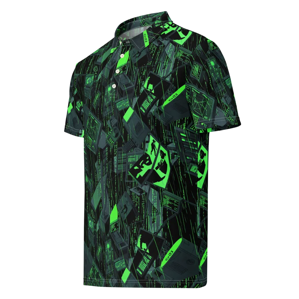 Neon Mainframe on Men's Slim Fit Polo Shirt — Left Front
