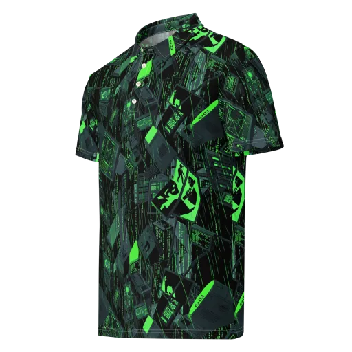 Neon Mainframe on a Men's Slim Fit Polo Shirt