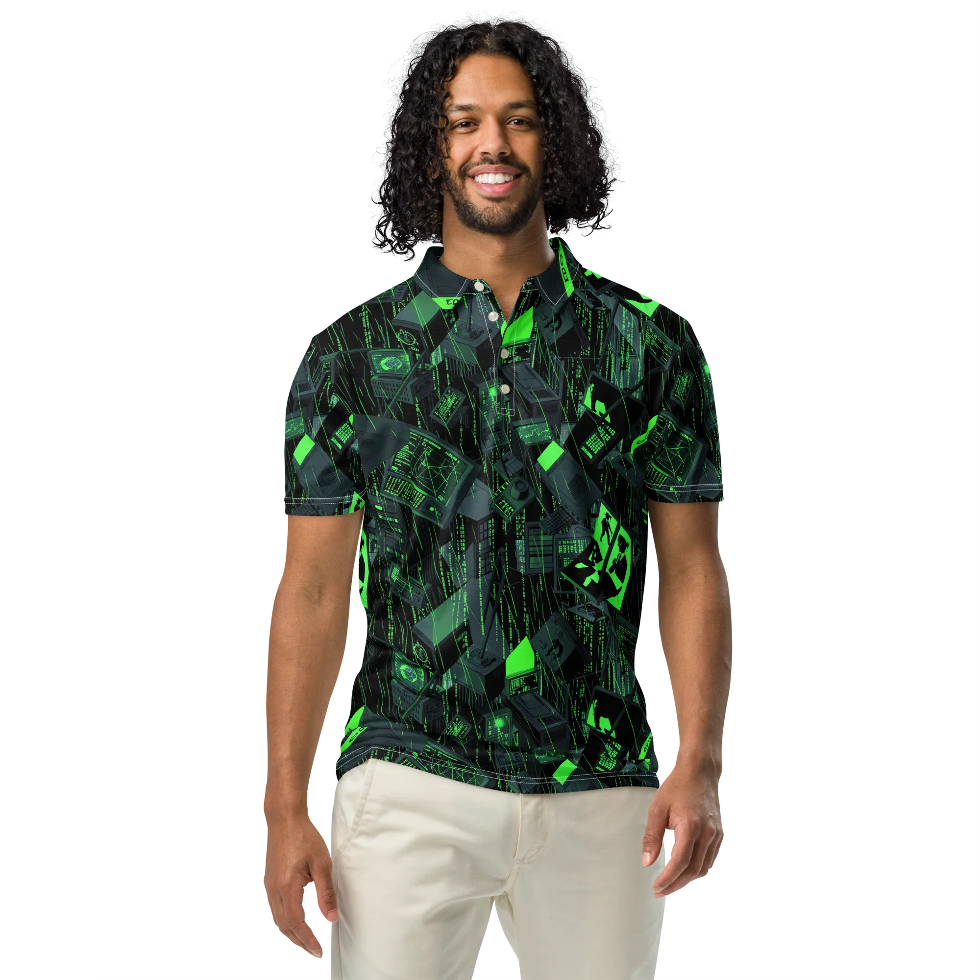 Neon Mainframe on Men's Slim Fit Polo Shirt — Front