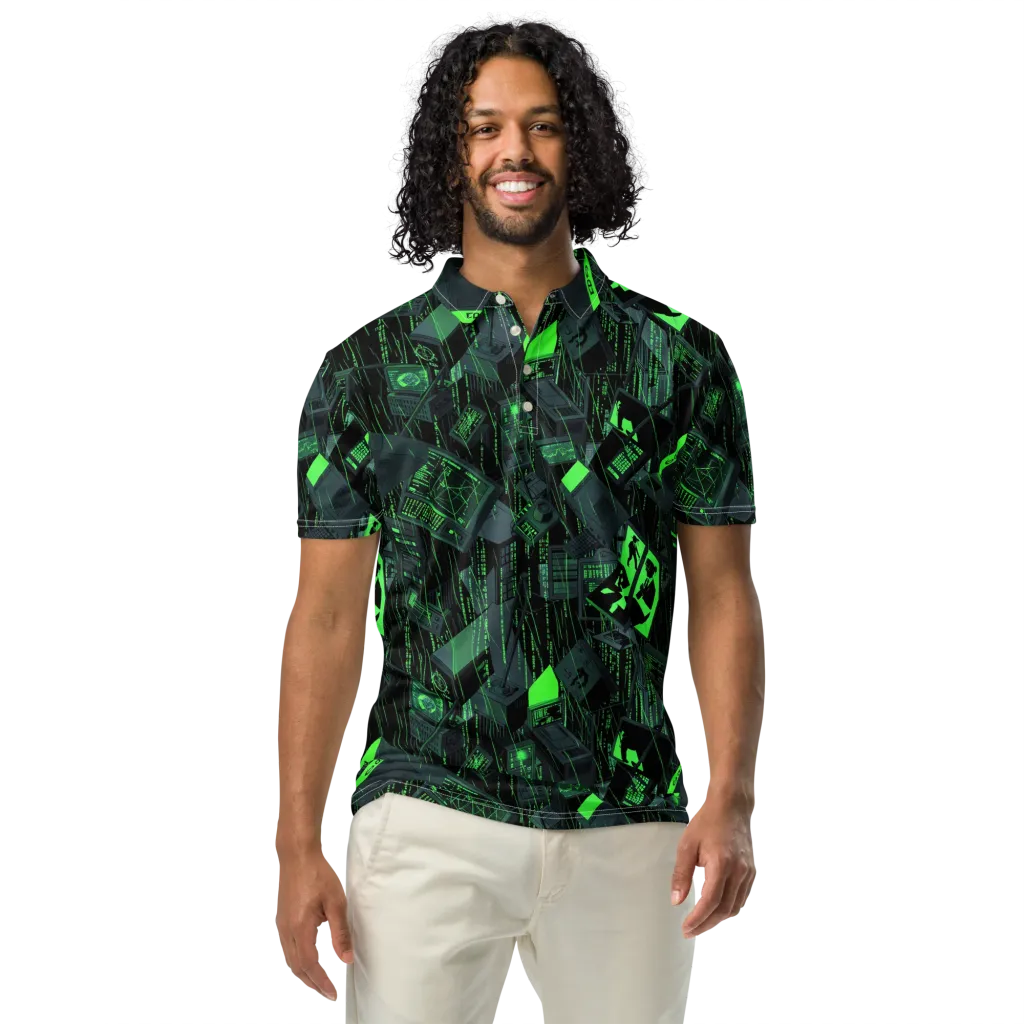 Neon Mainframe on Men's Slim Fit Polo Shirt — Front