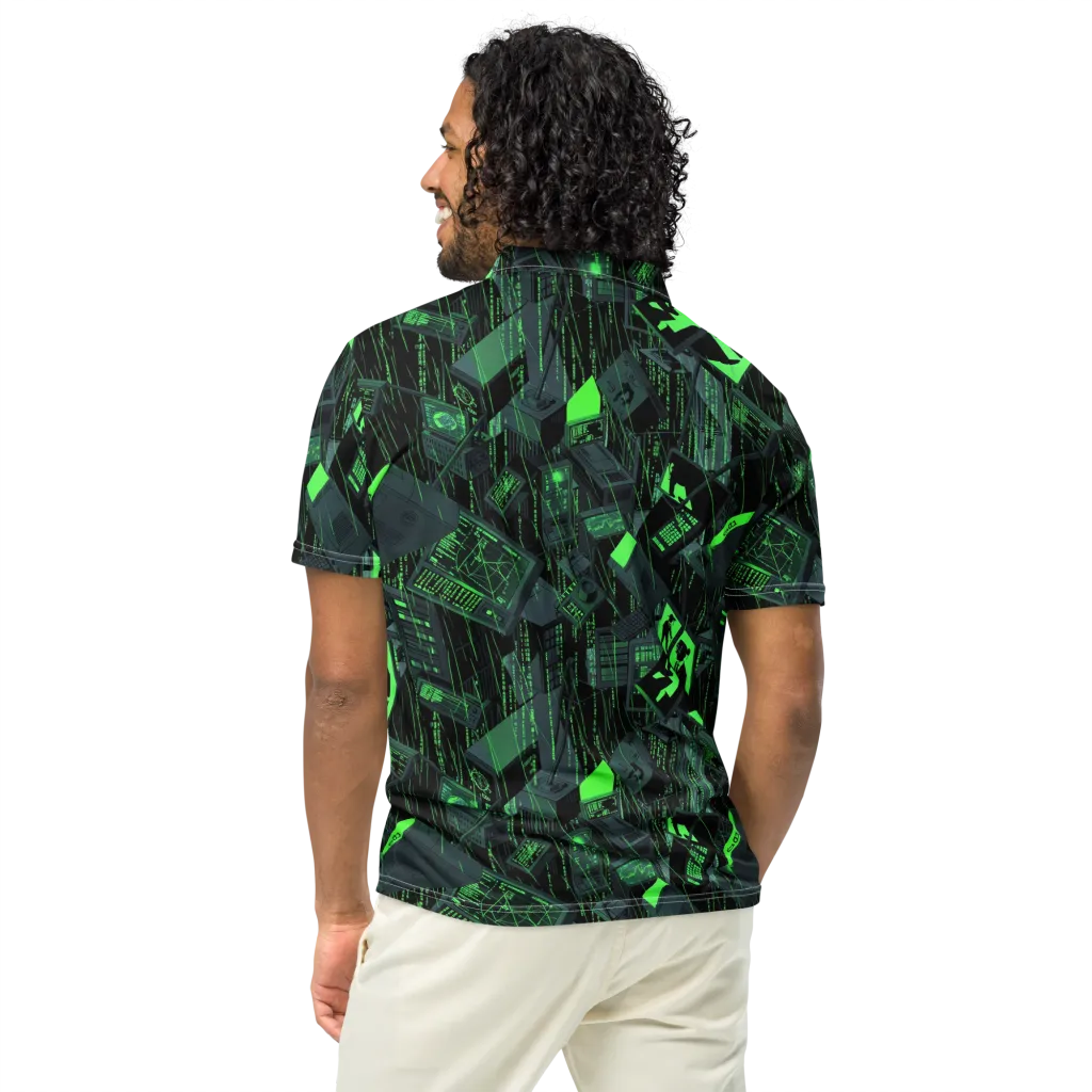 Neon Mainframe on Men's Slim Fit Polo Shirt — Back