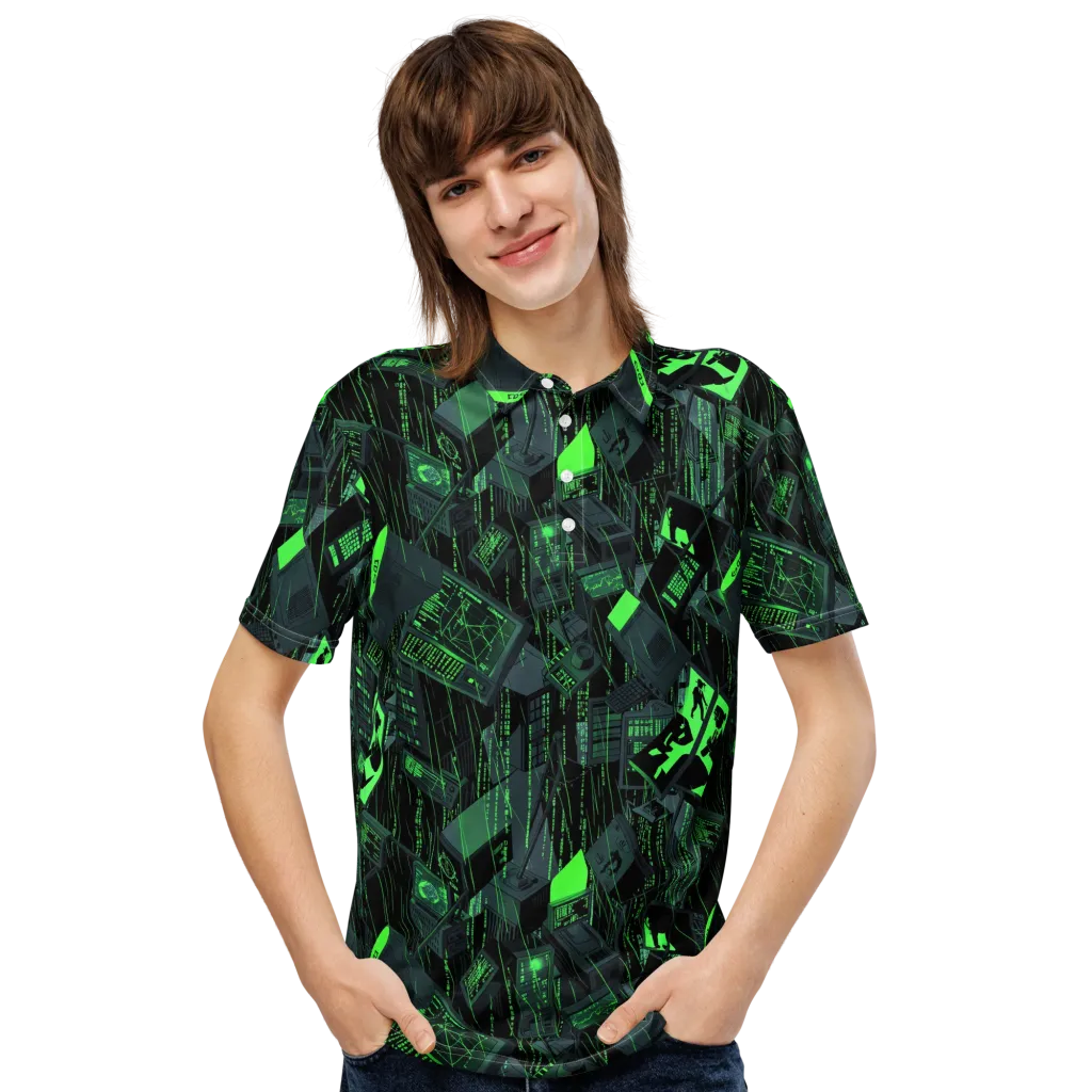 Neon Mainframe on Men's Slim Fit Polo Shirt — Front
