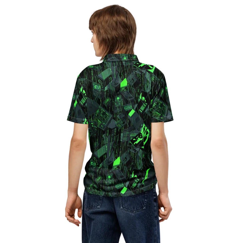 Neon Mainframe on Men's Slim Fit Polo Shirt — Back