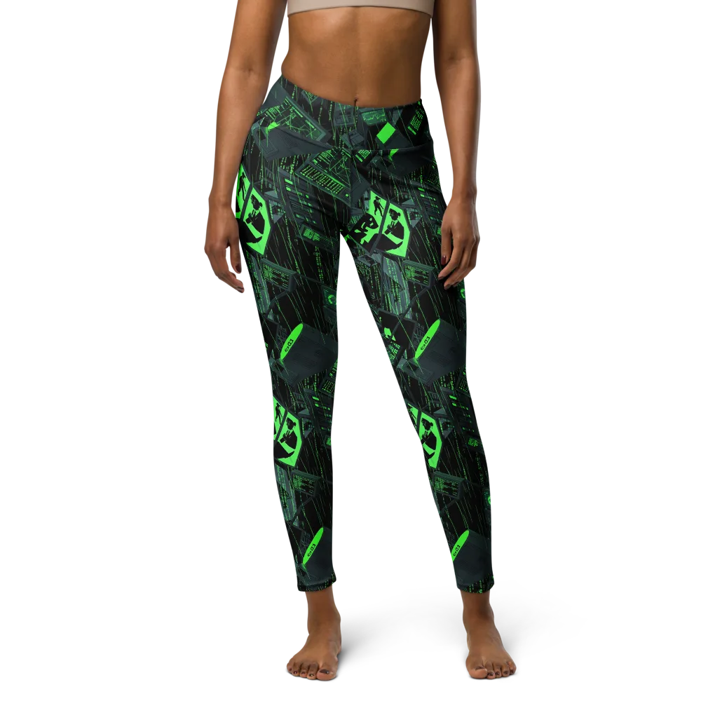 Neon Mainframe on Yoga Leggings — Front