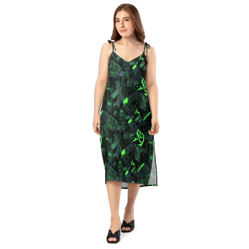 Neon Mainframe on Slip Dress — Front