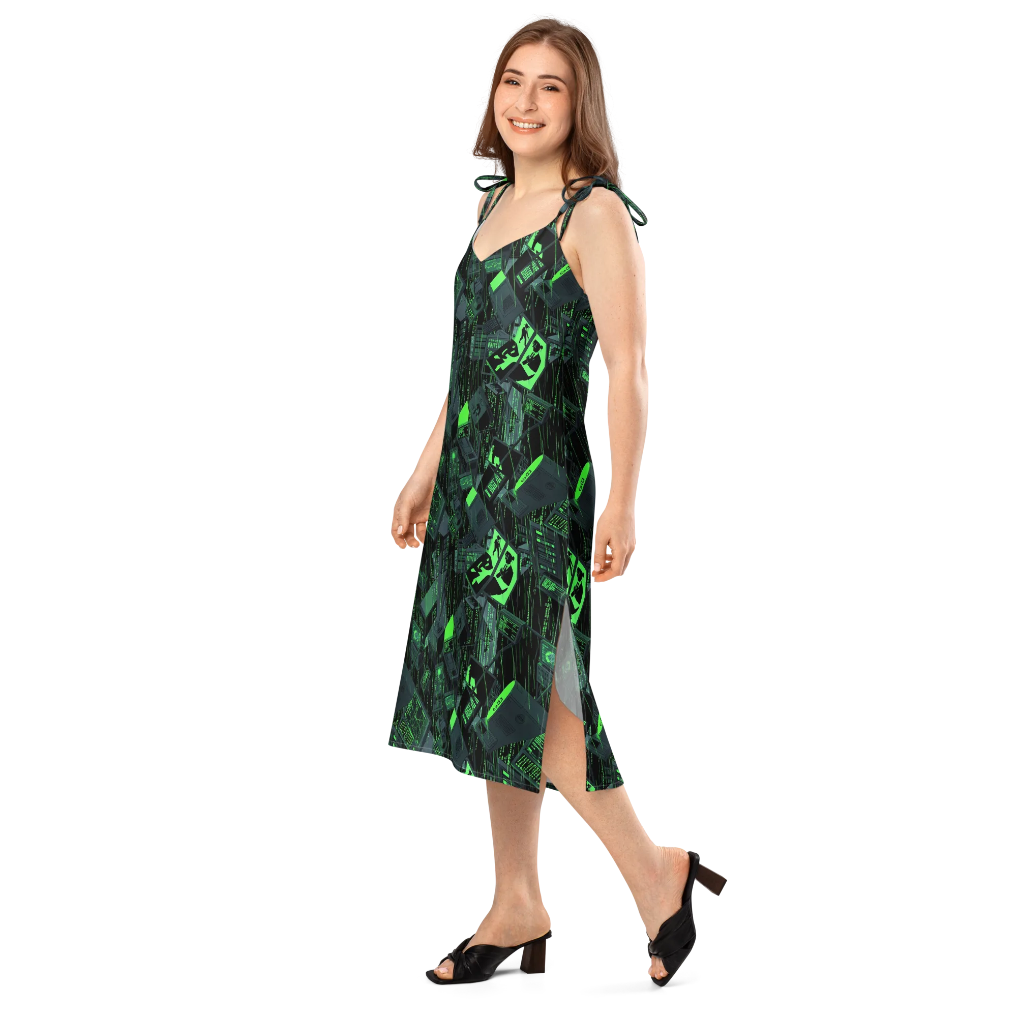 Neon Mainframe on Slip Dress — Left Front