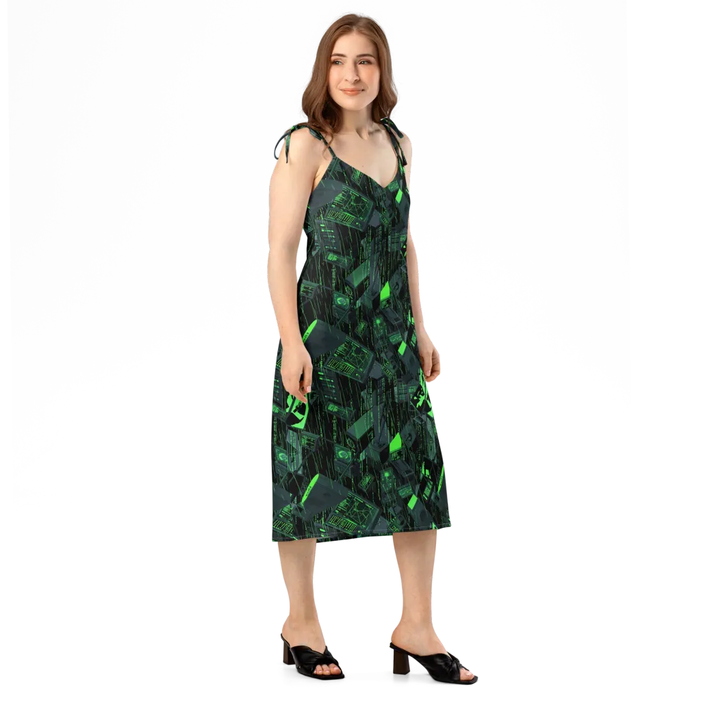 Neon Mainframe on Slip Dress — Right Front