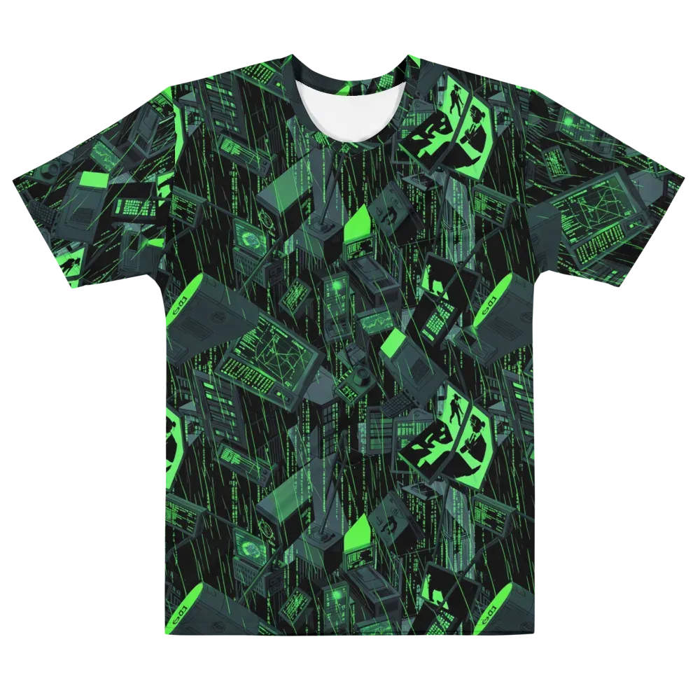Neon Mainframe on Men's Cotton Crew Neck T-Shirt — Front