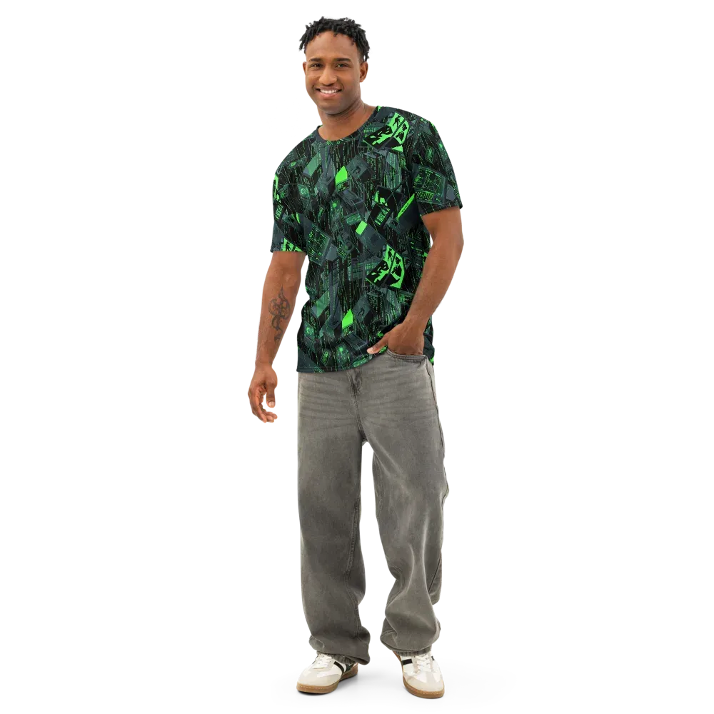 Neon Mainframe on Men's Cotton Crew Neck T-Shirt — Front