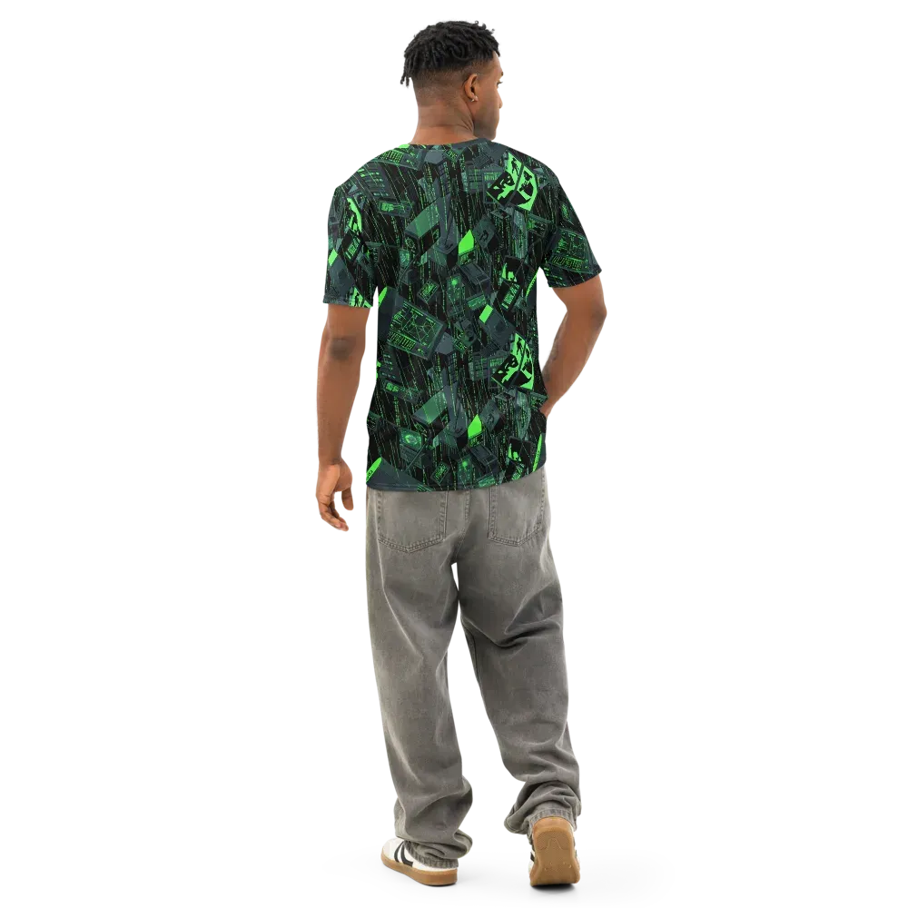 Neon Mainframe on Men's Cotton Crew Neck T-Shirt — Back