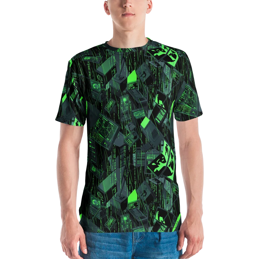 Neon Mainframe on Men's Crew Neck T-Shirt — Front