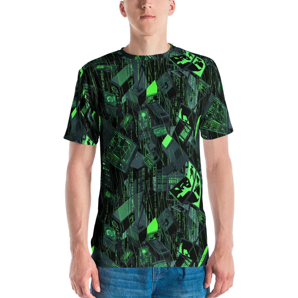 Neon Mainframe on Men's Crew Neck T-Shirt — Front