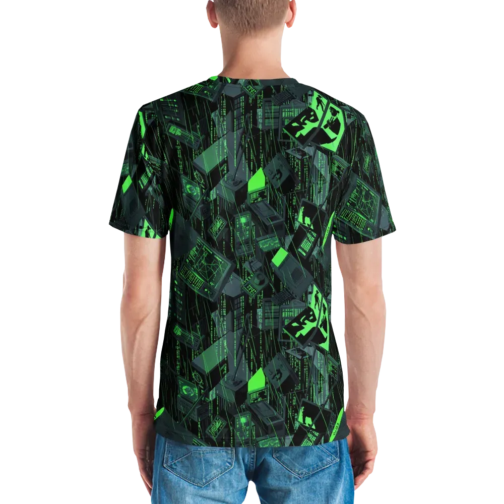 Neon Mainframe on Men's Crew Neck T-Shirt — Back
