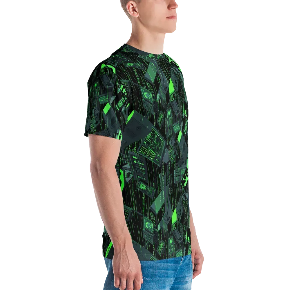 Neon Mainframe on Men's Crew Neck T-Shirt — Right