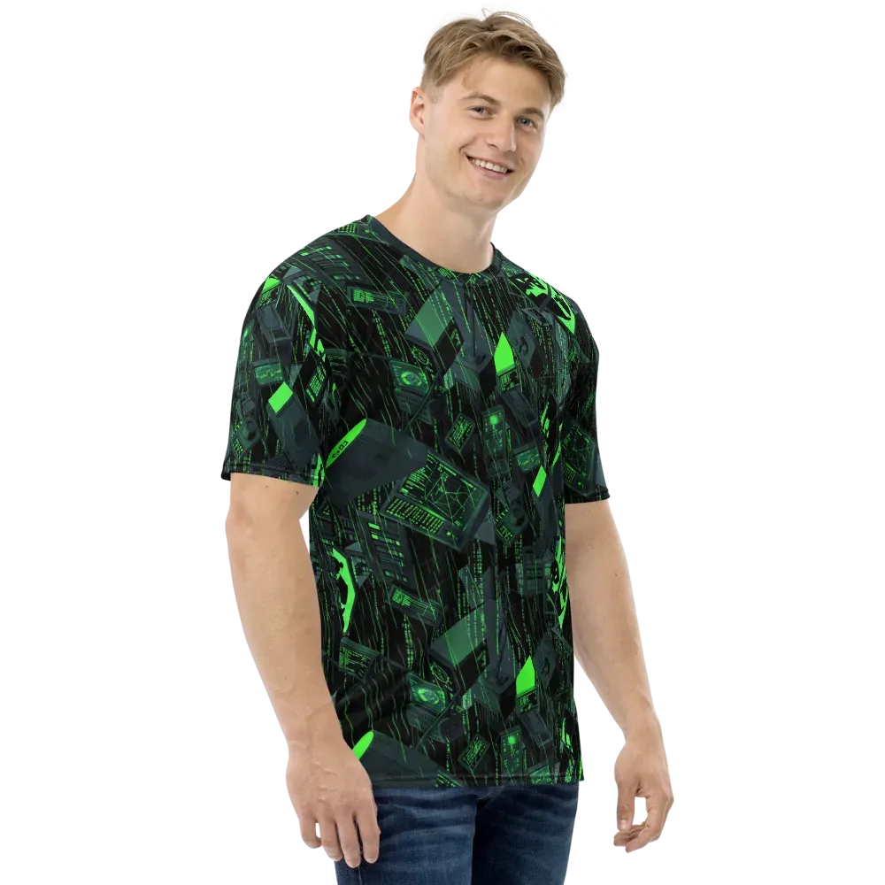Neon Mainframe on Men's Crew Neck T-Shirt — Right