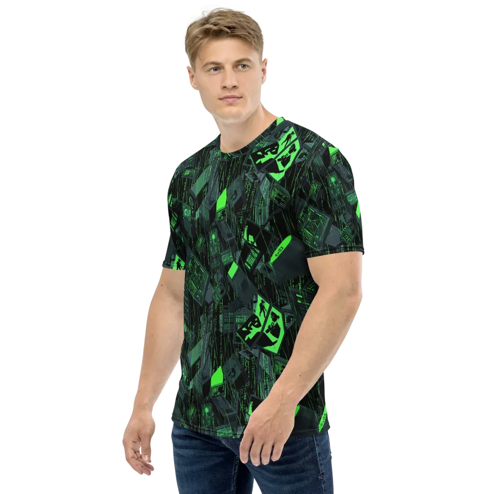 Neon Mainframe on Men's Crew Neck T-Shirt — Left