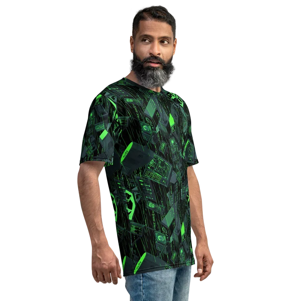 Neon Mainframe on Men's Crew Neck T-Shirt — Right