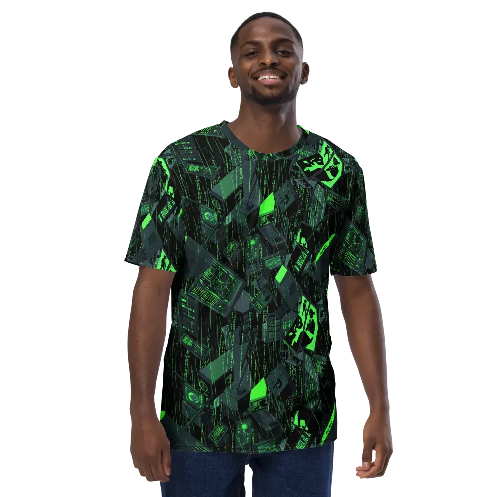 Neon Mainframe on Men's Crew Neck T-Shirt — Front
