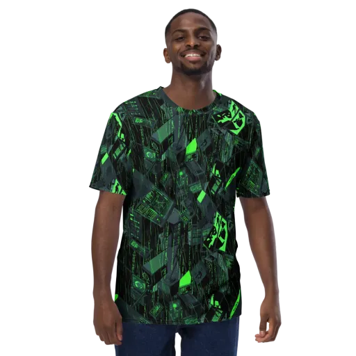 Neon Mainframe on a Men's Crew Neck T-Shirt