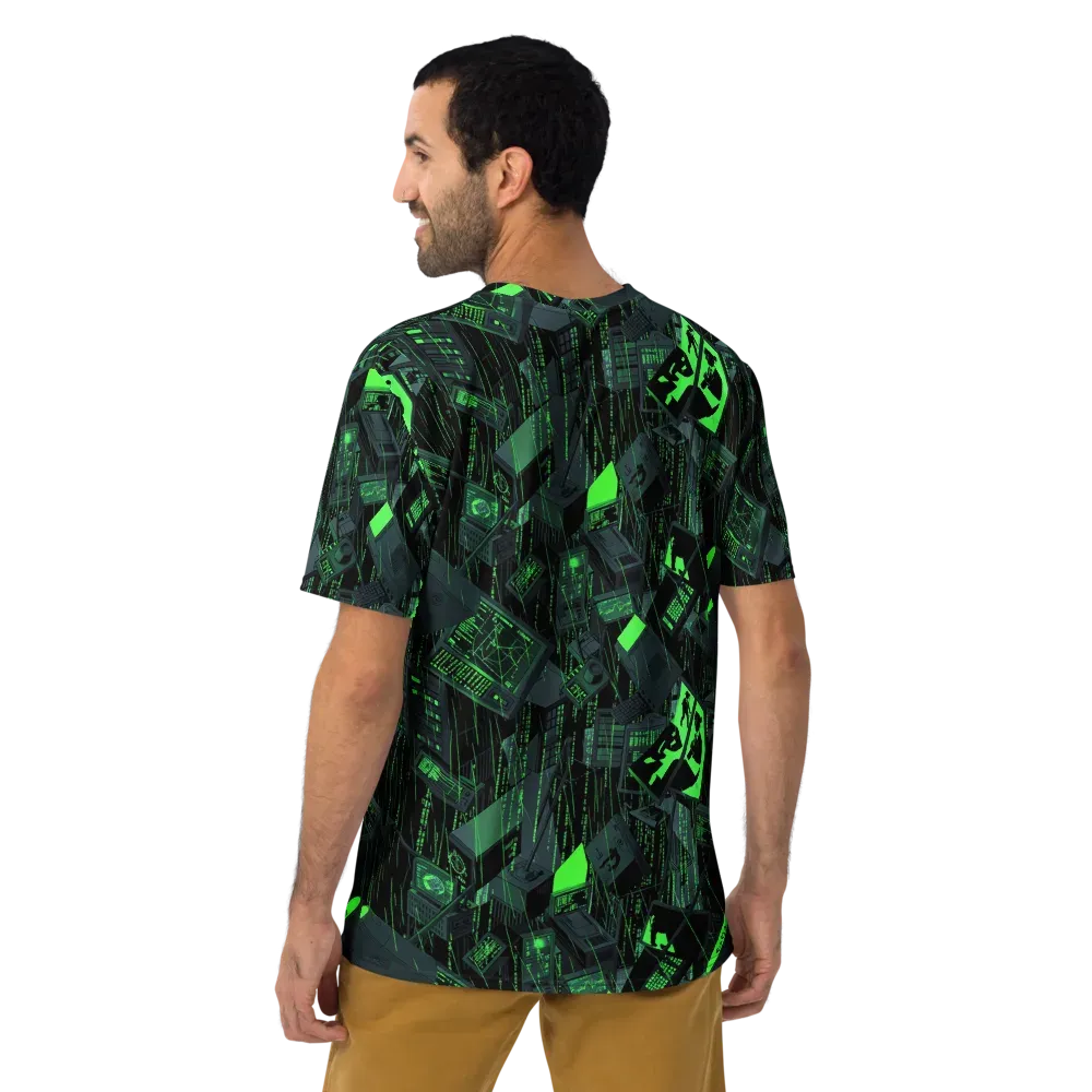 Neon Mainframe on Men's Crew Neck T-Shirt — Back
