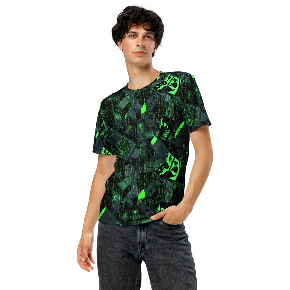 Neon Mainframe on Men's Crew Neck T-Shirt — Front