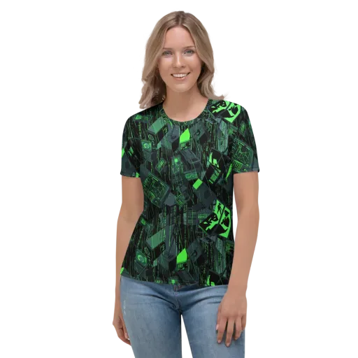 Neon Mainframe on a Women's Crew Neck T-Shirt