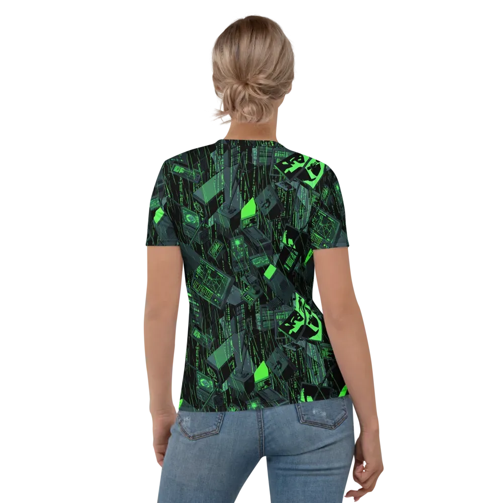 Neon Mainframe on Women's Crew Neck T-Shirt — Back