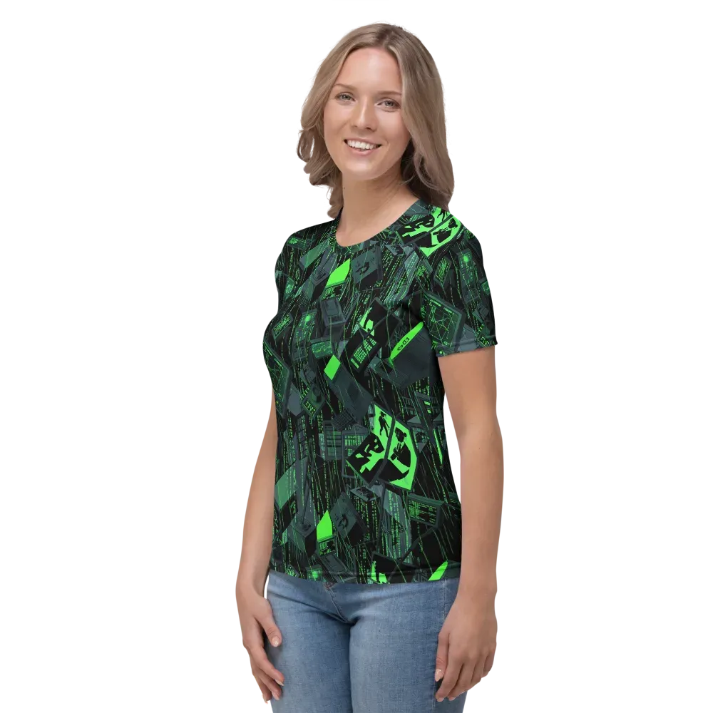 Neon Mainframe on Women's Crew Neck T-Shirt — Left