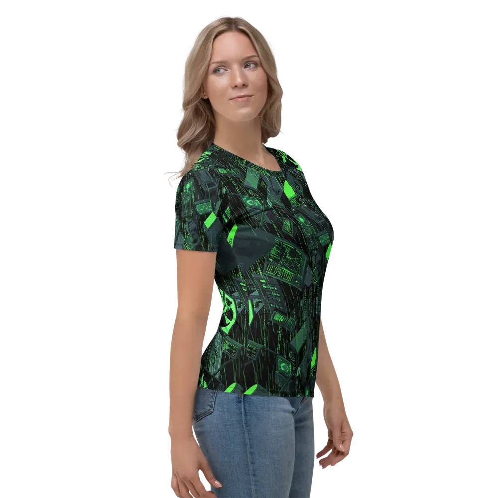Neon Mainframe on Women's Crew Neck T-Shirt — Right
