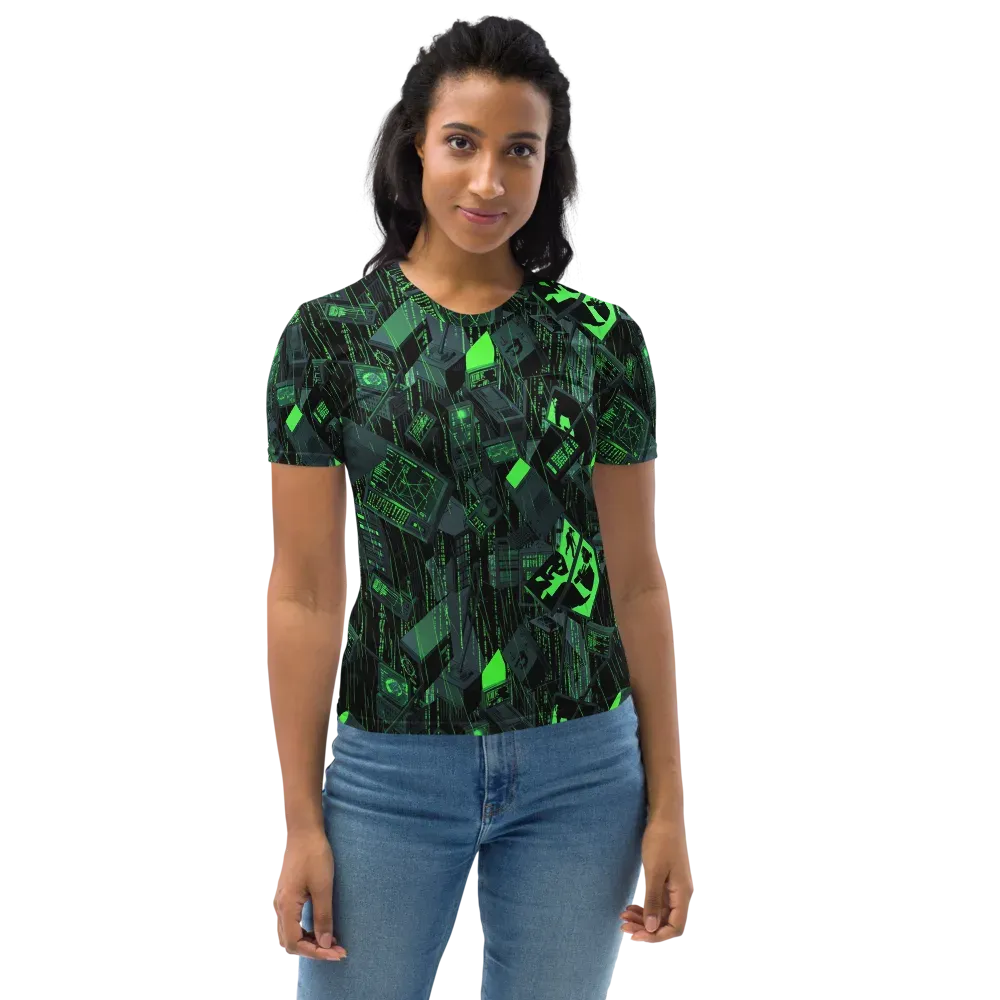 Neon Mainframe on Women's Crew Neck T-Shirt — Front