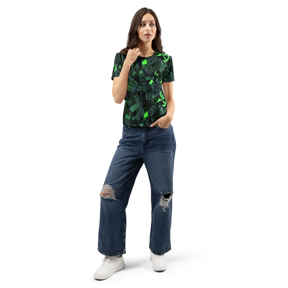 Neon Mainframe on Women's Crew Neck T-Shirt — Front