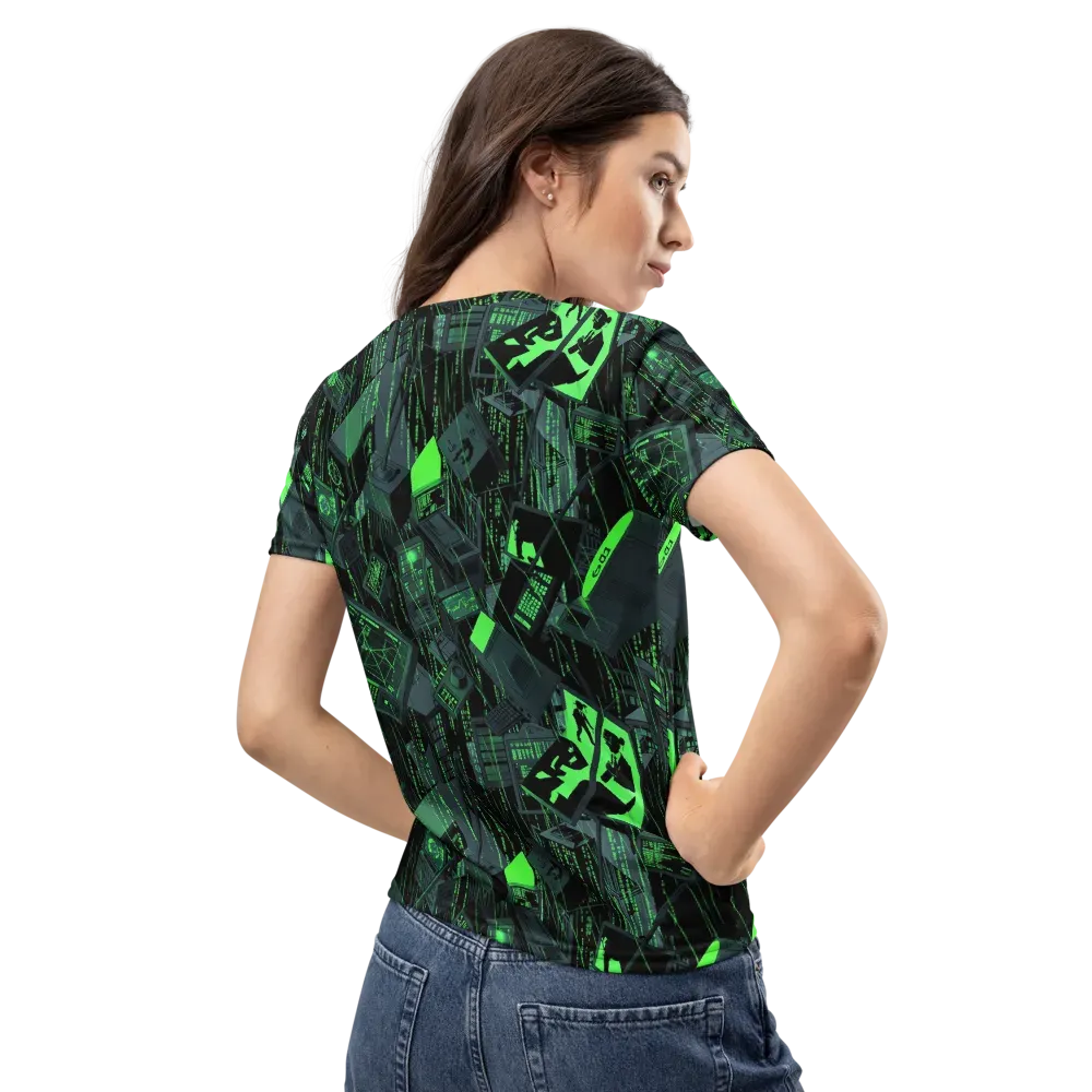 Neon Mainframe on Women's Crew Neck T-Shirt — Back