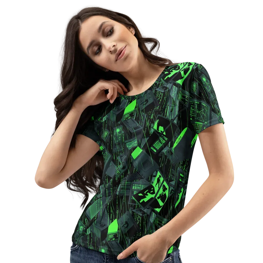 Neon Mainframe on Women's Crew Neck T-Shirt — Left Front