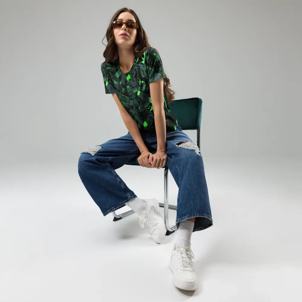 Neon Mainframe on Women's Crew Neck T-Shirt — Front
