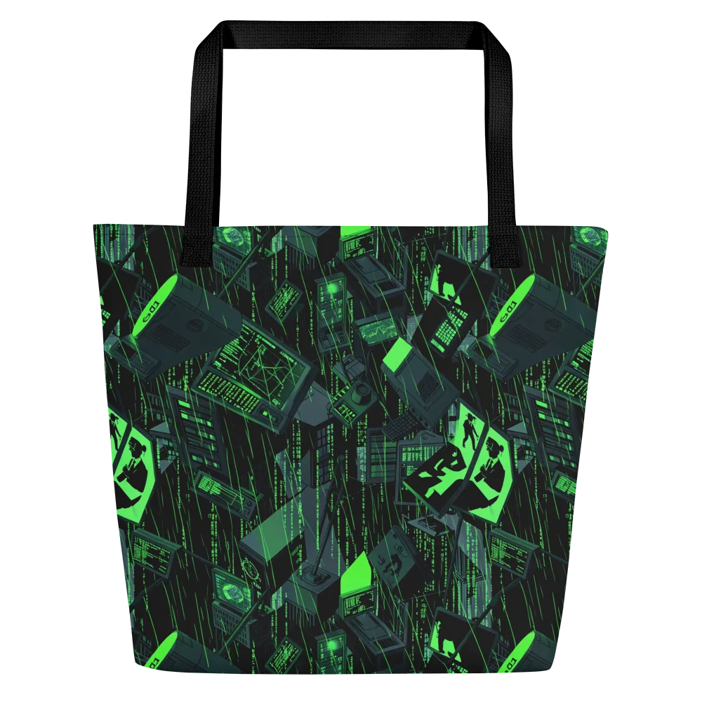 Neon Mainframe on Large Tote Bag W/ Pocket — Front