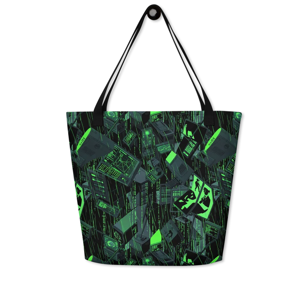 Neon Mainframe on Large Tote Bag W/ Pocket — Front