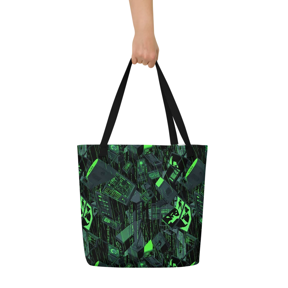 Neon Mainframe on Large Tote Bag W/ Pocket — Front