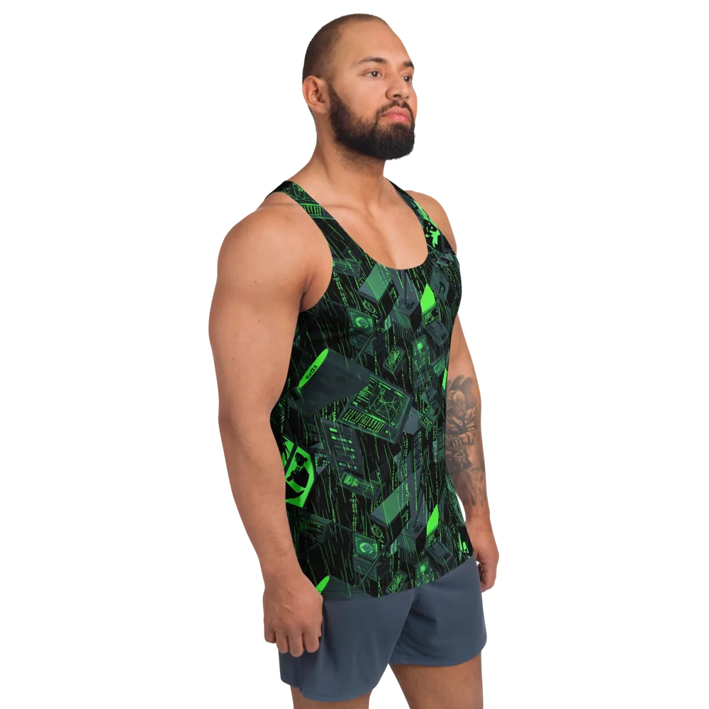 Neon Mainframe on Men's Tank Top — Right Front