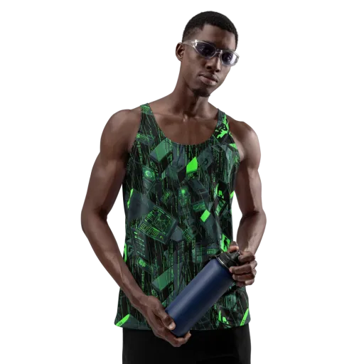 Neon Mainframe on a Men's Tank Top