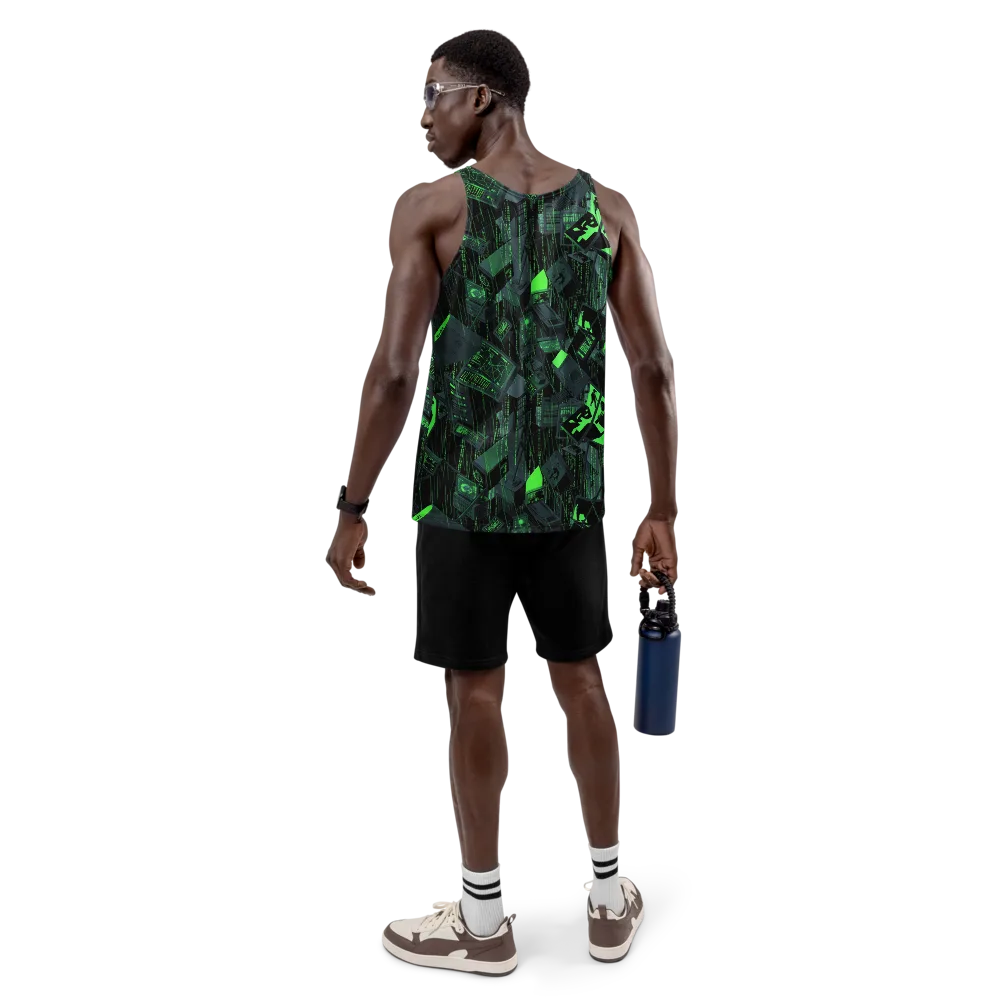 Neon Mainframe on Men's Tank Top — Back