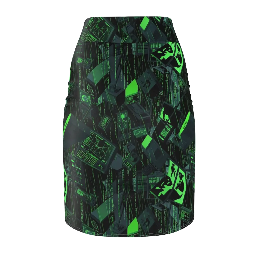 Neon Mainframe on Pencil Skirt — Back