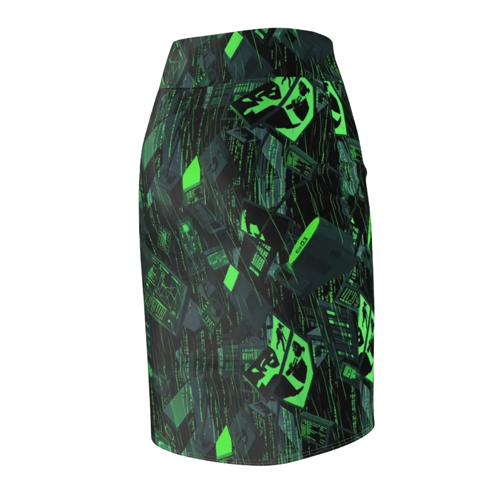 Neon Mainframe on Pencil Skirt — Back Side