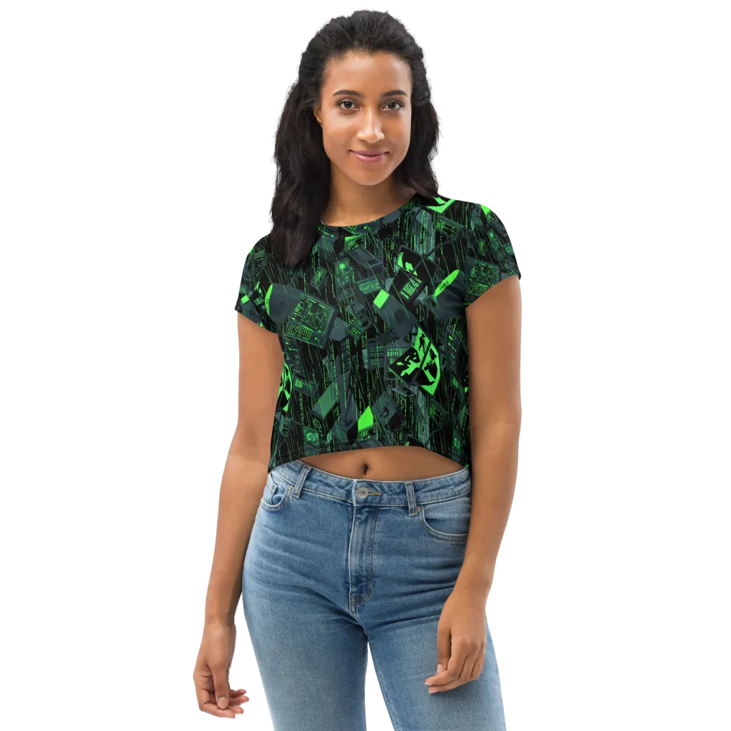Neon Mainframe on Crop Tee — Front