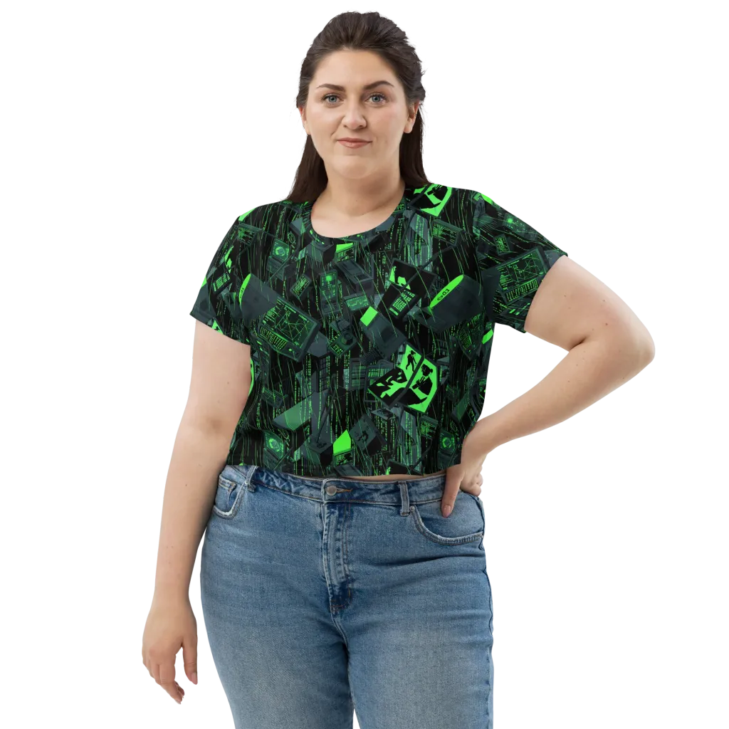Neon Mainframe on Crop Tee — Front