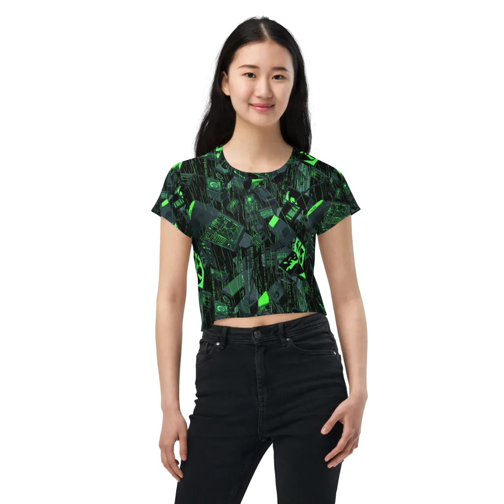 Neon Mainframe on Crop Tee — Front