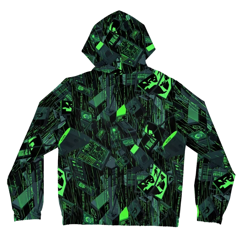 Neon Mainframe on Women's Full-Zip Hoodie — Back