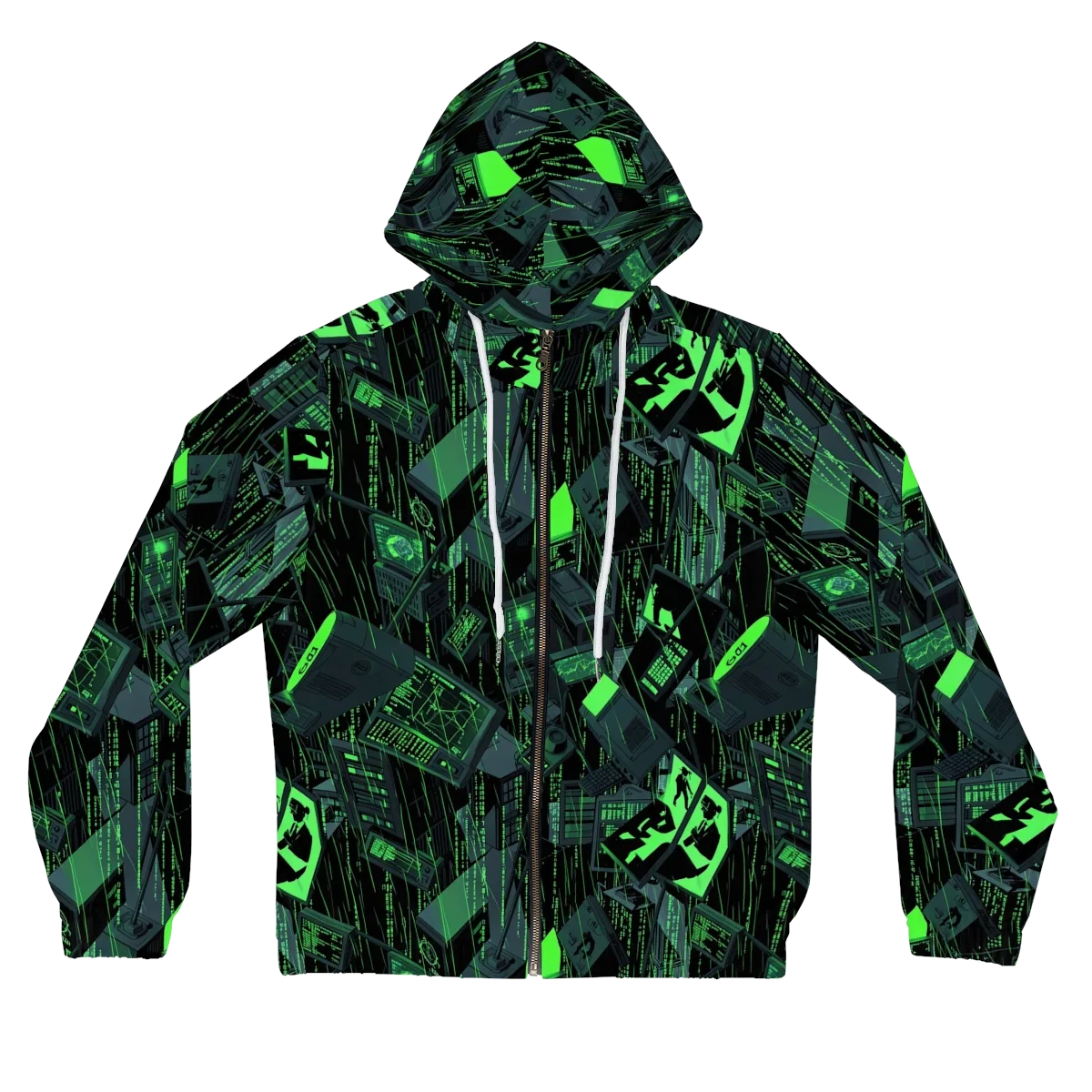 Neon Mainframe on Women's Full-Zip Hoodie — Front